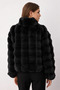 Siyah Oversize Kalıp Kürk Mont TWOAW26MO00105 - 5