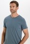 Men's Slim Fit Cotton Soft Texture Flexible Fabric Basic Light Petrol Crew Neck T-Shirt - 5