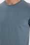 Men's Slim Fit Cotton Soft Texture Flexible Fabric Basic Light Petrol Crew Neck T-Shirt - 7