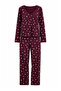 Mürdüm %100 Pamuklu Çiçekli Dantel Detaylı Fitilli/Pointel Örme Pijama Takımı THMAW26PT00165 - 6
