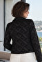 Women's Black Men's Collar Square Pocket Crop Jacket Arm-26K001086 - 2