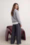 Gri Animal Nakışlı Regular/Normal Kalıp Kalın İçi Polarlı Örme Sweatshirt TWOAW24SW00196 - 4