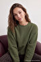 Haki Kalın İçi Polarlı Regular/Normal Kalıp Bisiklet Yaka Basic Örme Sweatshirt TWOAW24SW00101 - 2