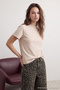 Beige-Taupe Color 2-Package 100% Cotton Basic Mock Neck Knit T-Shirt TWOSS20TS1500 - 4
