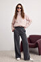 Antrasit Soluk Efektli Wide Leg/Geniş Paça Normal Bel İnce Örme Eşofman Altı Pantolon TWOAW22EA0426 - 2