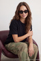 Siyah %100 Pamuk Bisiklet Yaka Oversize/Geniş Kalıp Örme T-Shirt TWOSS20TS0134 - 2