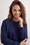 Lacivert Relaxed/Rahat Kalıp Basic Reglan Kol Bisiklet Yaka Örme Sweatshirt TWOAW24SW00104 - 3