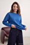 Saks Oversize/Rahat Kesim Basic Bisiklet Yaka Kalın/İçi polarlı Örme Sweatshirt TWOAW24SW00102 - 3