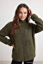 Winter Essentials Haki Kalın Polar Fermuarlı Uzun Kol Cepli Örme Hırka/Sweatshirt TWOAW24SW00071 - 2