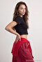 Siyah-Beyaz 2'li Paket %100 Pamuk Crop Bisiklet Yaka Örme T-Shirt TWOSS20TS1480 - 4