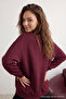 Bordo Oversize/Rahat Kesim Basic Bisiklet Yaka Kalın/İçi polarlı Örme Sweatshirt TWOAW24SW00102 - 4