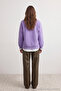 Lila Relaxed/Rahat Kalıp Basic Reglan Kol Bisiklet Yaka Örme Sweatshirt TWOAW24SW00104 - 4