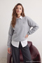 Gri Animal Nakışlı Regular/Normal Kalıp Kalın İçi Polarlı Örme Sweatshirt TWOAW24SW00196