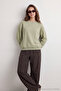 Mint Kalın İçi Polarlı Regular/Normal Kalıp Bisiklet Yaka Basic Örme Sweatshirt TWOAW24SW00101 - 2