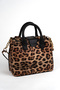 Women's Box Leopard Patterned Faux Leather Removable Strap Snap Fastener Zipper Closure Hand and Shoulder Bag - 4