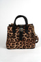 Women's Box Leopard Patterned Faux Leather Removable Strap Snap Fastener Zipper Closure Hand and Shoulder Bag - 2