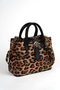 Women's Box Leopard Patterned Faux Leather Removable Strap Snap Fastener Zipper Closure Hand and Shoulder Bag - 3