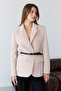 Beige Belted Feathered Regular Fit Blazer Blazer Jacket Twoaw26Bc00041 - 3