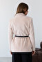 Beige Belted Feathered Regular Fit Blazer Blazer Jacket Twoaw26Bc00041 - 4