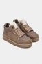 Lamby Dark Beige Suede Fur Detail Lace-Up Thick Sole Women's Sneaker Boots - 4