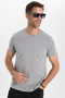 Men's slim fit cotton soft touch stretchy fabric basic grey crew neck t-shirt - 7