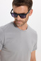 Men's slim fit cotton soft touch stretchy fabric basic grey crew neck t-shirt - 4