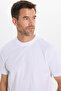 Men's Loose Fit Comfortable Cut 100% Cotton Short Sleeve White Crew Neck T-Shirt - 5