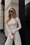 Women's Beige Crew Neck Slim Fit Finger-Loop Ultra Soft Flexible Lycra Cotton Basic Body&Blouse - 3