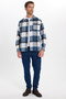 Men's Relax Fit Relaxed Fit Sports Collar Checked Flotale Pocket Winter Shirt - 2