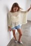 Women's Ecru Colorful Glittery Loose Fit Knitwear Poncho Blouse Alc-X15578