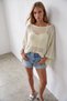 Women's Ecru Colorful Glittery Loose Fit Knitwear Poncho Blouse Alc-X15578 - 2