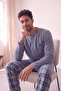 Smoked Plaid Patterned Fleece Men's Pajama Set - 3