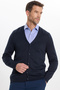 Men's Slim Fit Buttoned Plain Cotton Blue Navy Blue Cardigan - 4