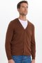 Men's Standard Fit Regular Fit Buttoned Plain Cotton Brown Cardigan - 4