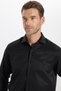 Men's Regular Fit Comfortable Cut Long Sleeve Cotton Easy-Iron Dobby Black Shirt - 5