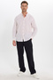 Men's relaxed fit comfortable cut 100% Cotton Striped long sleeve Linen effect judge collar beige shirt - 2