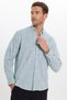 Men's Regular Fit Comfortable Cut 100% Cotton Linen Effect Plain Green Shirt with Folded Sleeves - 4