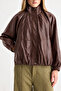 Brown Oversize Soft Faux Leather Coat Twoaw27Mo00065 - 4