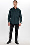 Men's regular fit comfortable cut long sleeve easy to iron gingham green shirt - 2