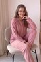 Pink Punt Patterned Front Buttoned Plush Fleece Pajama Set - 3