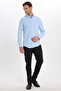 Men's Slim Fit Slim Fit Plain Oxford Embroidered Button-Down Collar Blue Sports Shirt - 2
