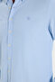 Men's Slim Fit Slim Fit Plain Oxford Embroidered Button-Down Collar Blue Sports Shirt - 3