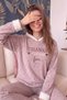 Brown Heart Magic Patterned Hooded Plush Fleece Pajamas - 2