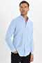 Men's Slim Fit Slim Fit Plain Oxford Embroidered Button-Down Collar Blue Sports Shirt - 5