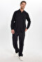 Men's Classic Fit Regular Fit Long Sleeve 100% Cotton Linen Texture Double Pocket Black Shirt - 2