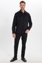 Men's Regular Fit Classic Cut Cotton Single Pocket Dobby Black Shirt - 2