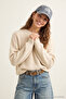 Bej Oversize Fit Couple/Çift Geniş Kalıp Bisiklet Yaka Basic Triko Kazak TMNAW23KZ00189 - 4