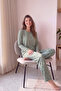 Green Breathe Patterned Bamboo Long Sleeve Women's Pajama Set - 2