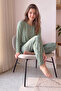 Green Breathe Patterned Bamboo Long Sleeve Women's Pajama Set - 4