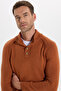 Men's Slim Fit Slim Fit Stand Collar Buttoned Cinnamon Knitwear Sweater - 6